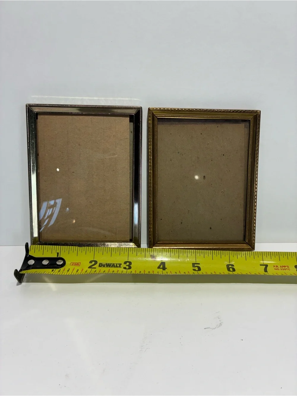 Set of 2 Vintage Style Metal Photo Frames Gold & Silver Ornate 3x4
